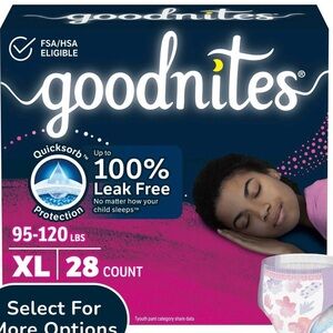 4 packs Goodnites Youth Girls Nighttime Underwear X Large 95-120 lbs 36 count